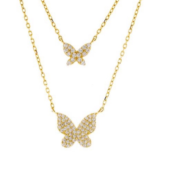 Silver Layered Butterflies Necklace - Picture 3 of 3